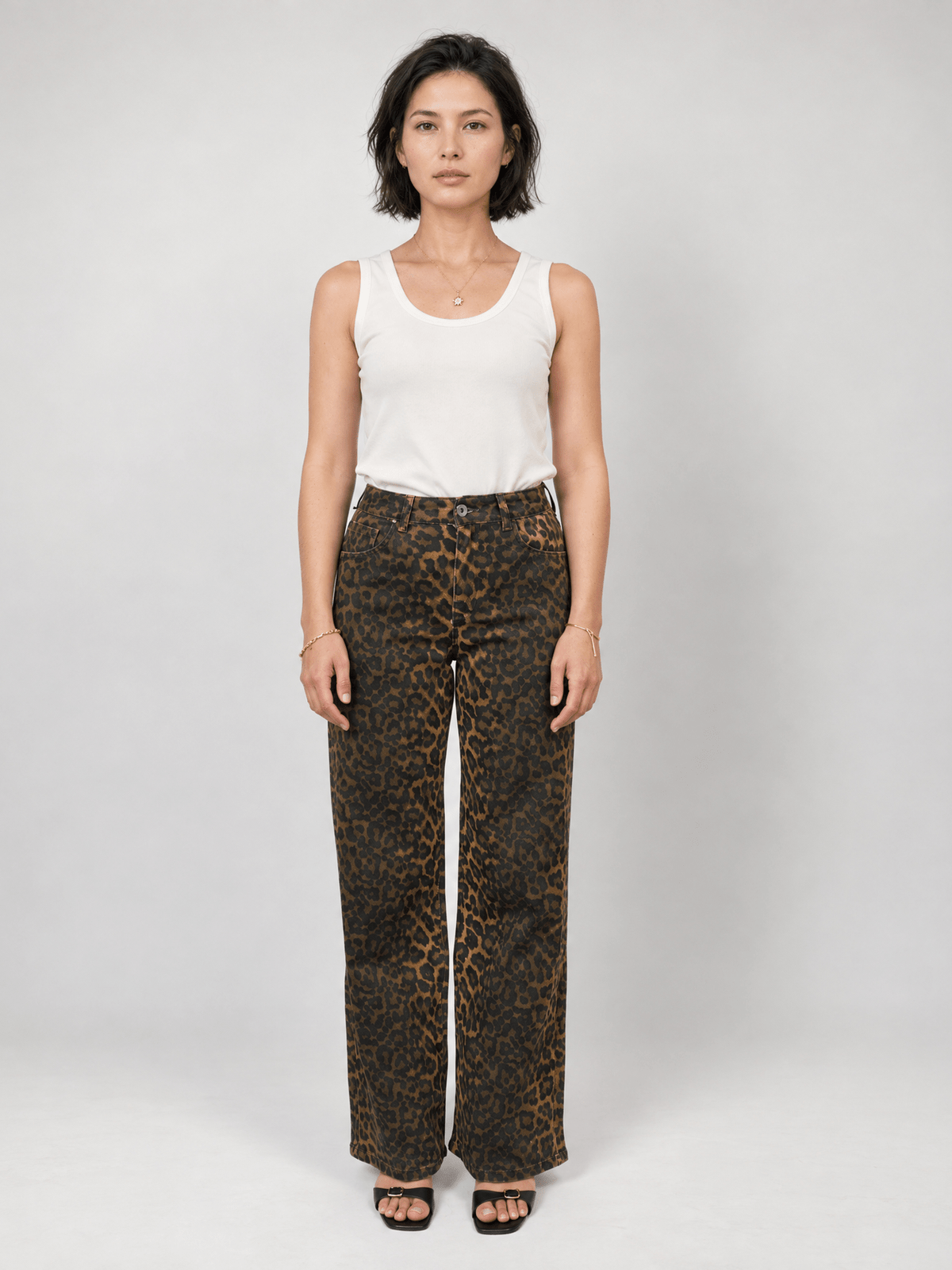 Pantalon jean léopard coupe droite – SD8055