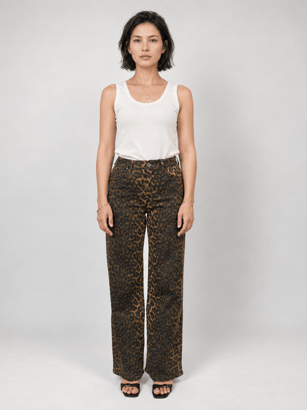 Pantalon jean léopard coupe droite – SD8055