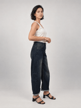 Jean large taille haute à revers – SD9260