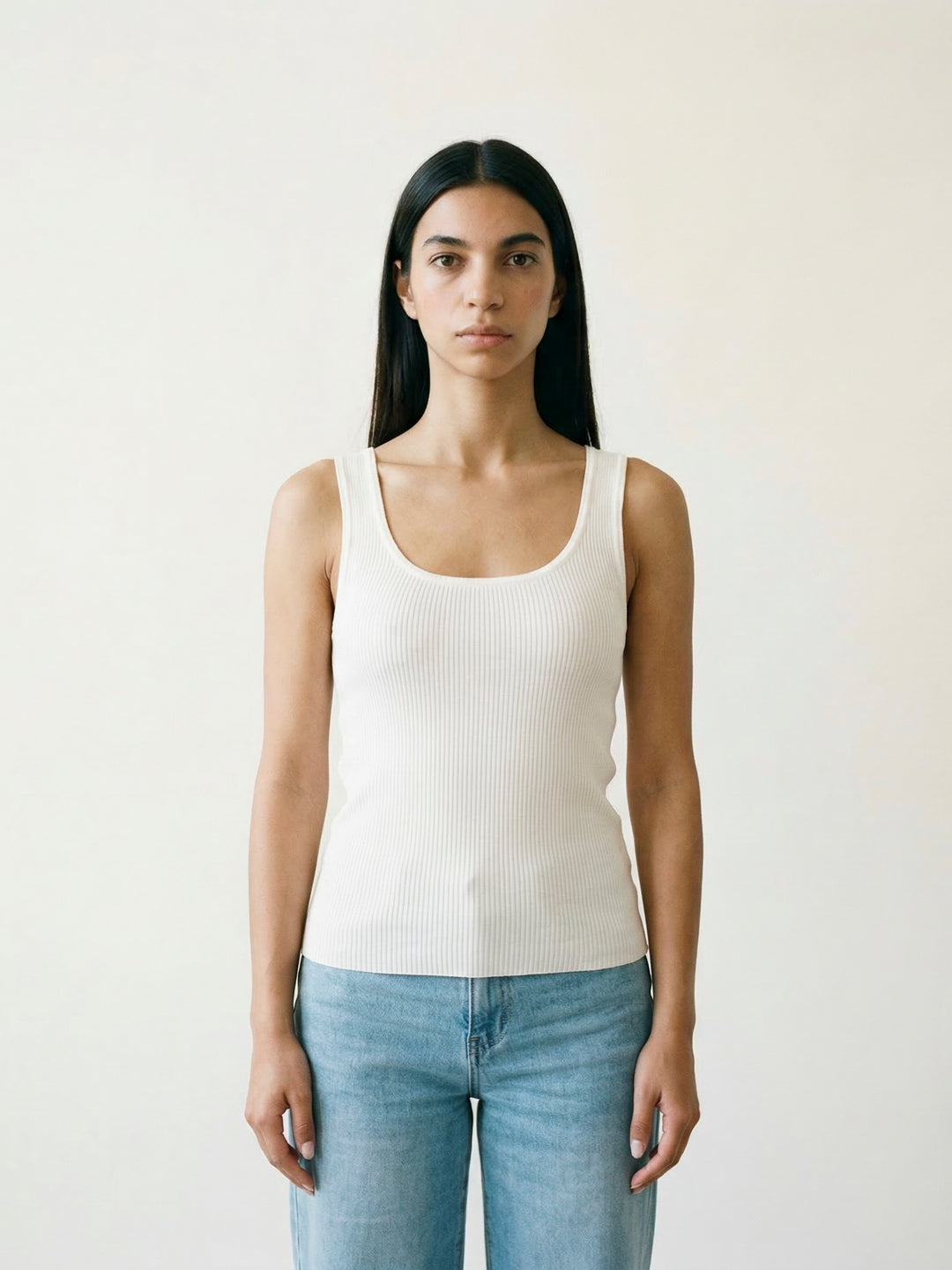 Sleeveless Ribbed Knit Tank Top, Slim Fit, SVD8006