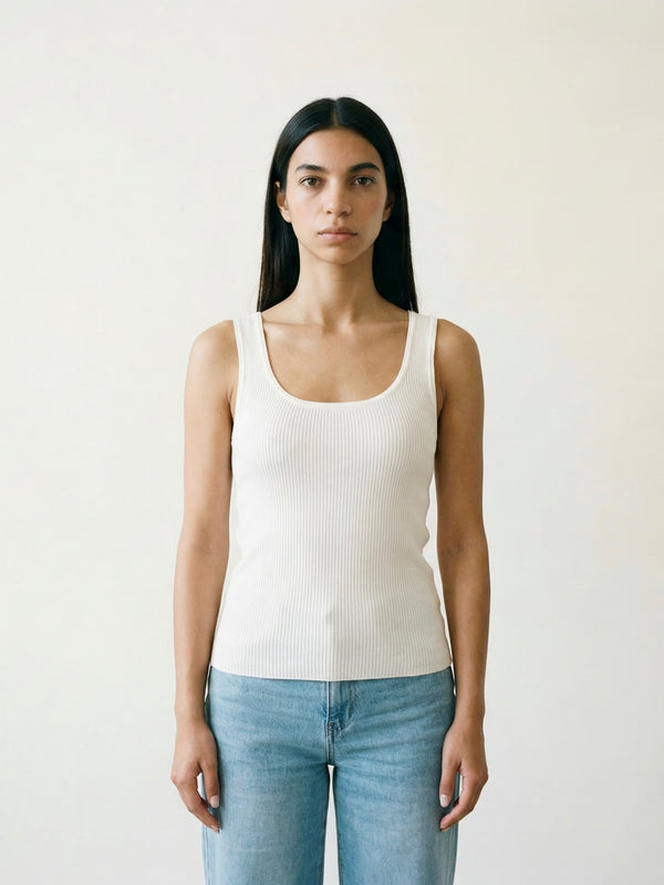 Sleeveless Ribbed Knit Tank Top, Slim Fit, SVD8006