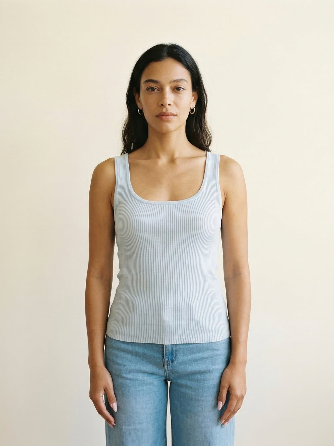 Sleeveless Ribbed Knit Tank Top, Slim Fit, SVD8006