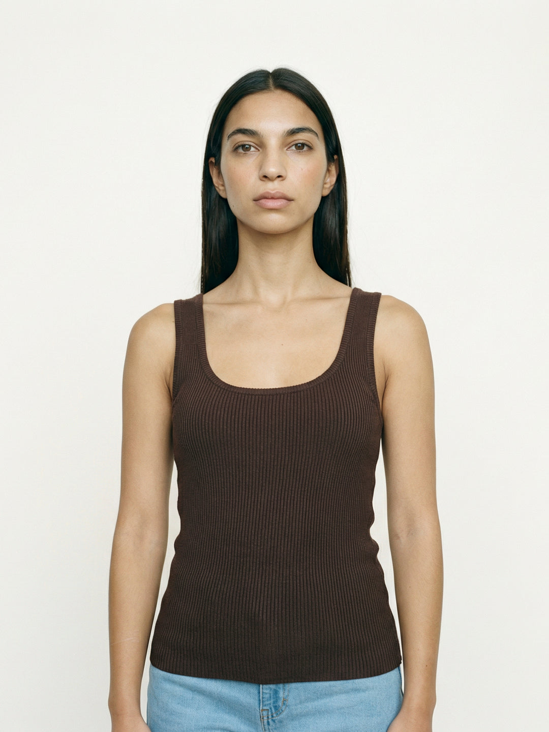 Sleeveless Ribbed Knit Tank Top, Slim Fit, SVD8006