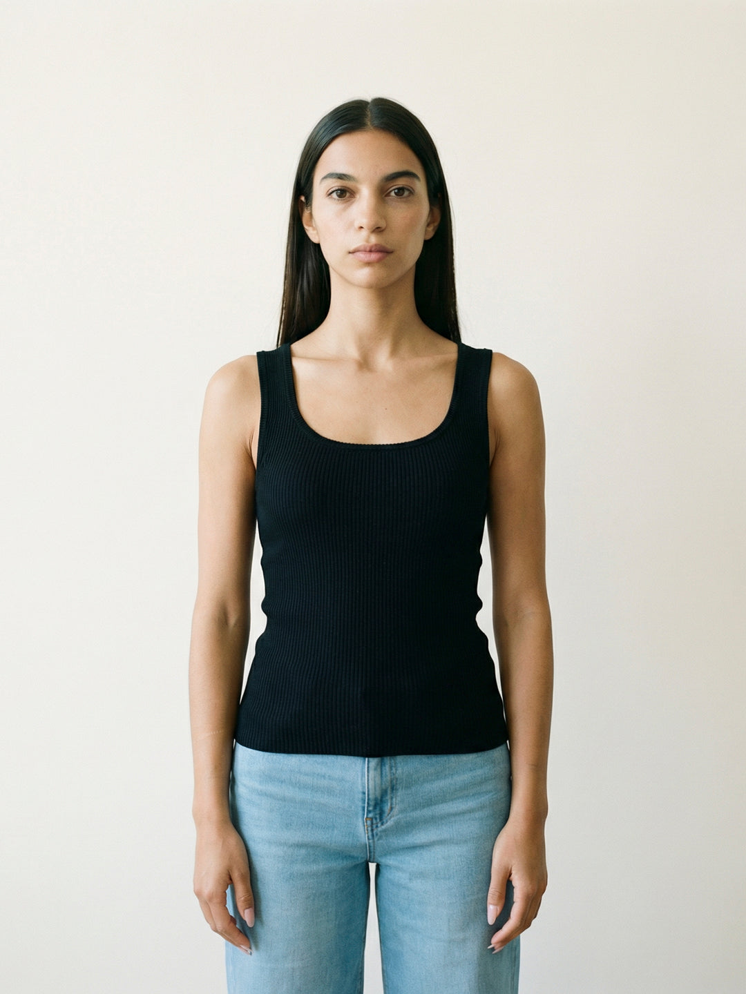 Sleeveless Ribbed Knit Tank Top, Slim Fit, SVD8006