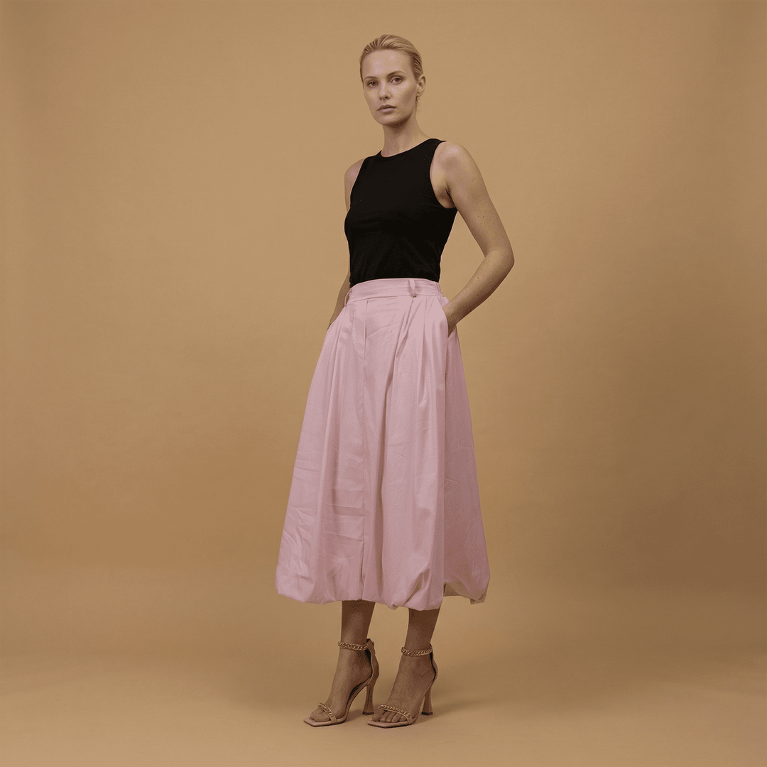 Jupe forme ballon taille haute à plis TDM06326