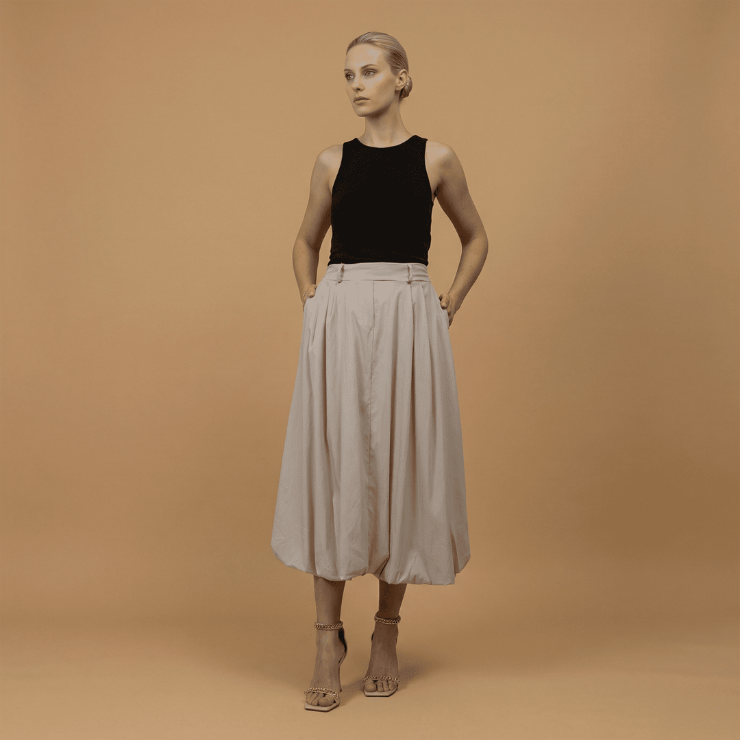 Jupe forme ballon taille haute à plis TDM06326