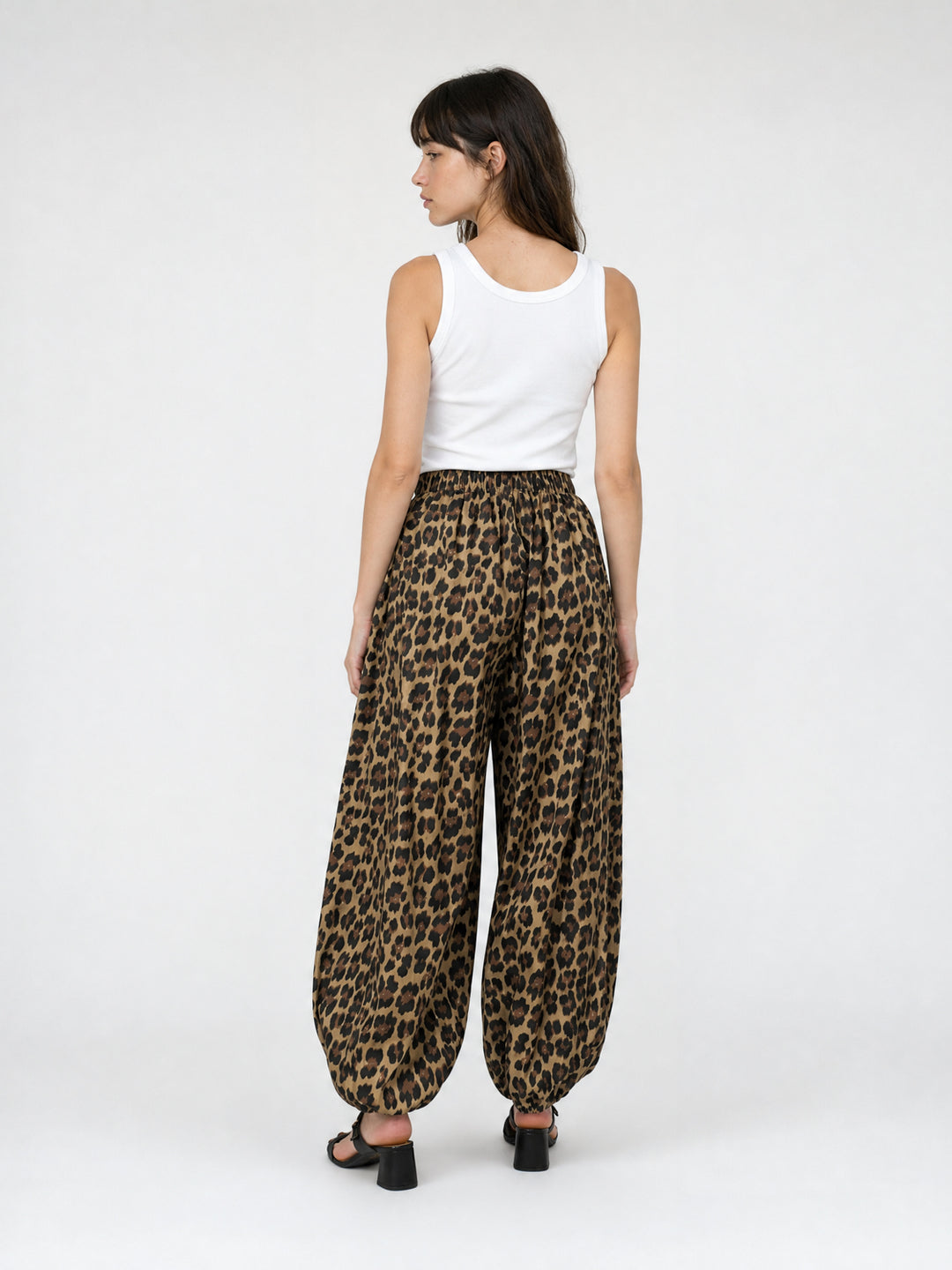 Pantalon en coton stretch imprimé léopard TDM08726-28