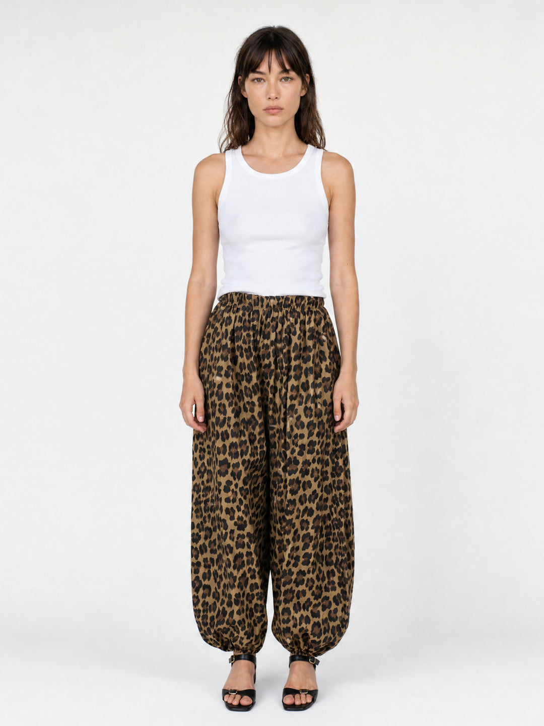 Pantalon en coton stretch imprimé léopard TDM08726-28