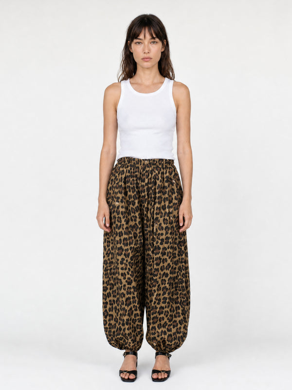 Pantalon en coton stretch imprimé léopard TDM08726-28