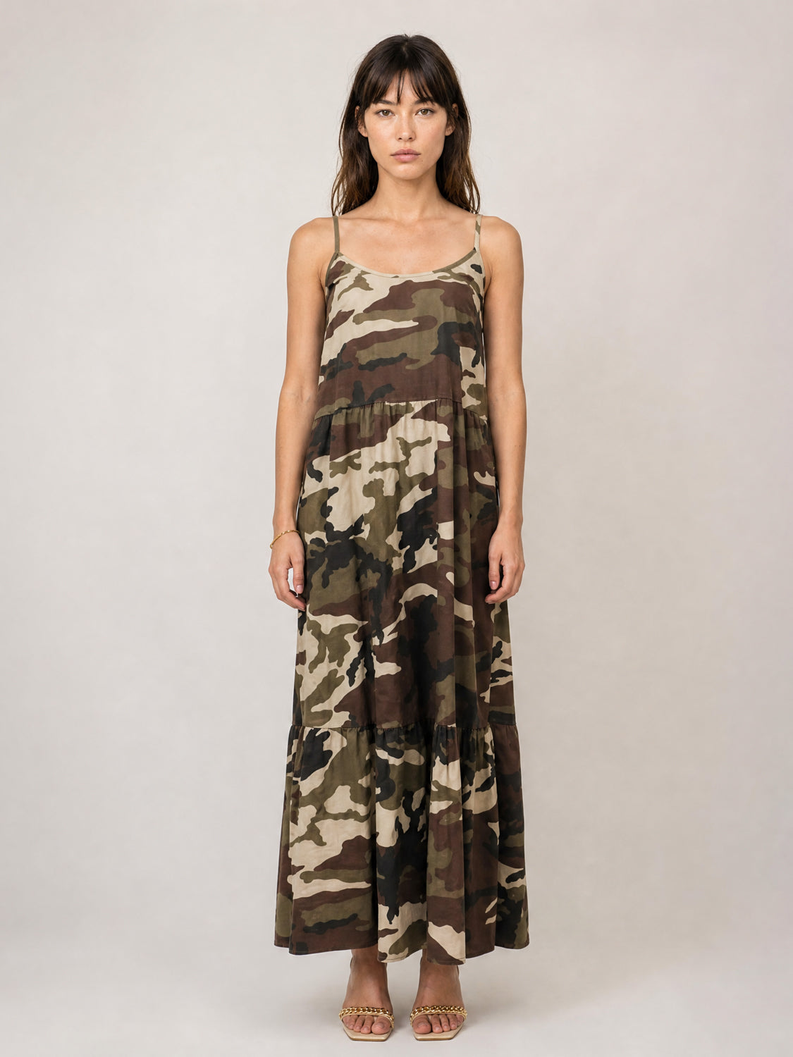 Robe longue en coton à imprimé camouflage TDM16520-2