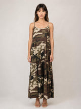 Robe longue en coton à imprimé camouflage TDM16520-2