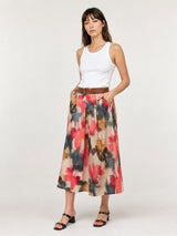 Jupe midi en coton à imprimé fleuri TDM18526-4