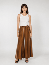Pantalon large fluide rayé taille élastique TDM19123-30
