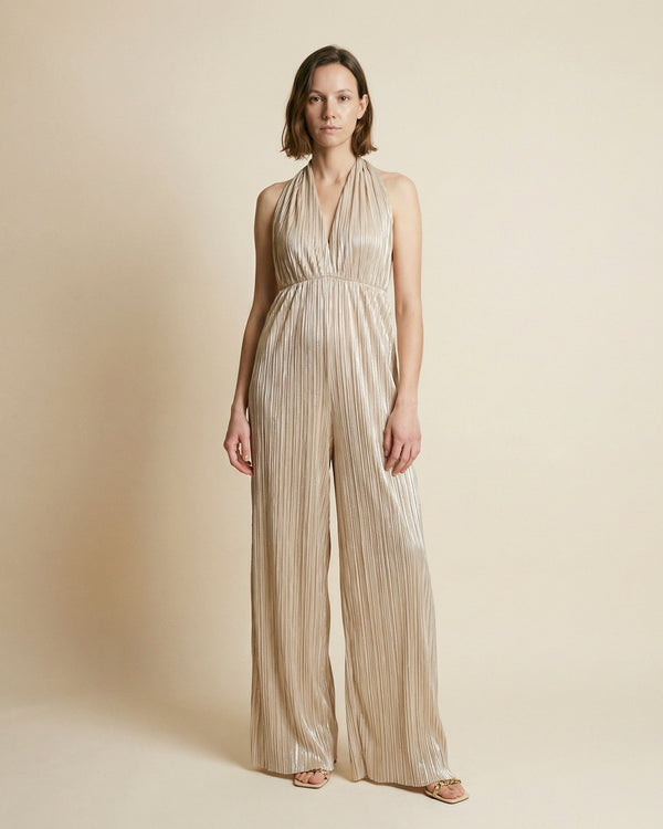 Sleeveless pleated jumpsuit with a fluid cut TDM20123-2
