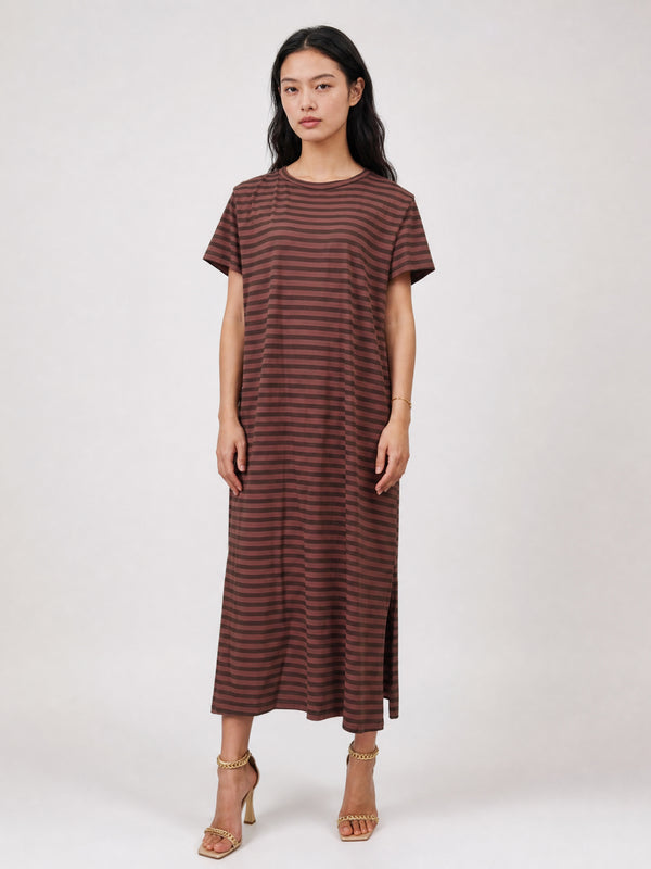 Robe longue rayée en coton TDM20524-4
