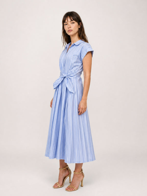 Robe midi rayée avec ceinture à nouer TDM23824-10