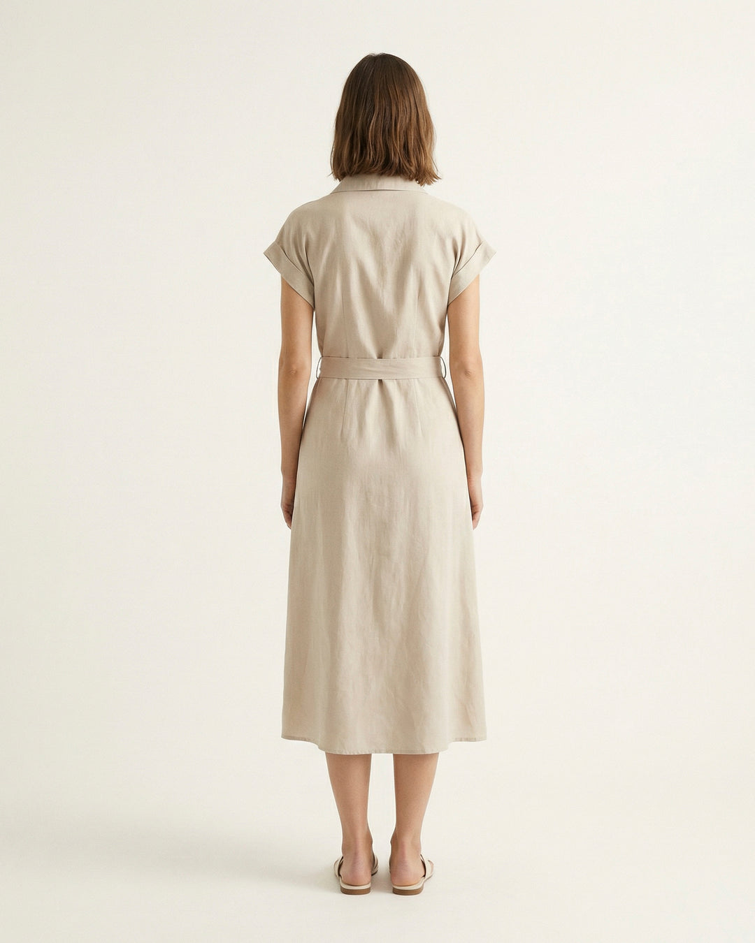 Robe chemise à nouer à la taille coupe fluide TDM23824-3