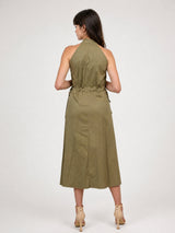 Robe longue en coton mélangé à taille ajustable TDM25526PN-3