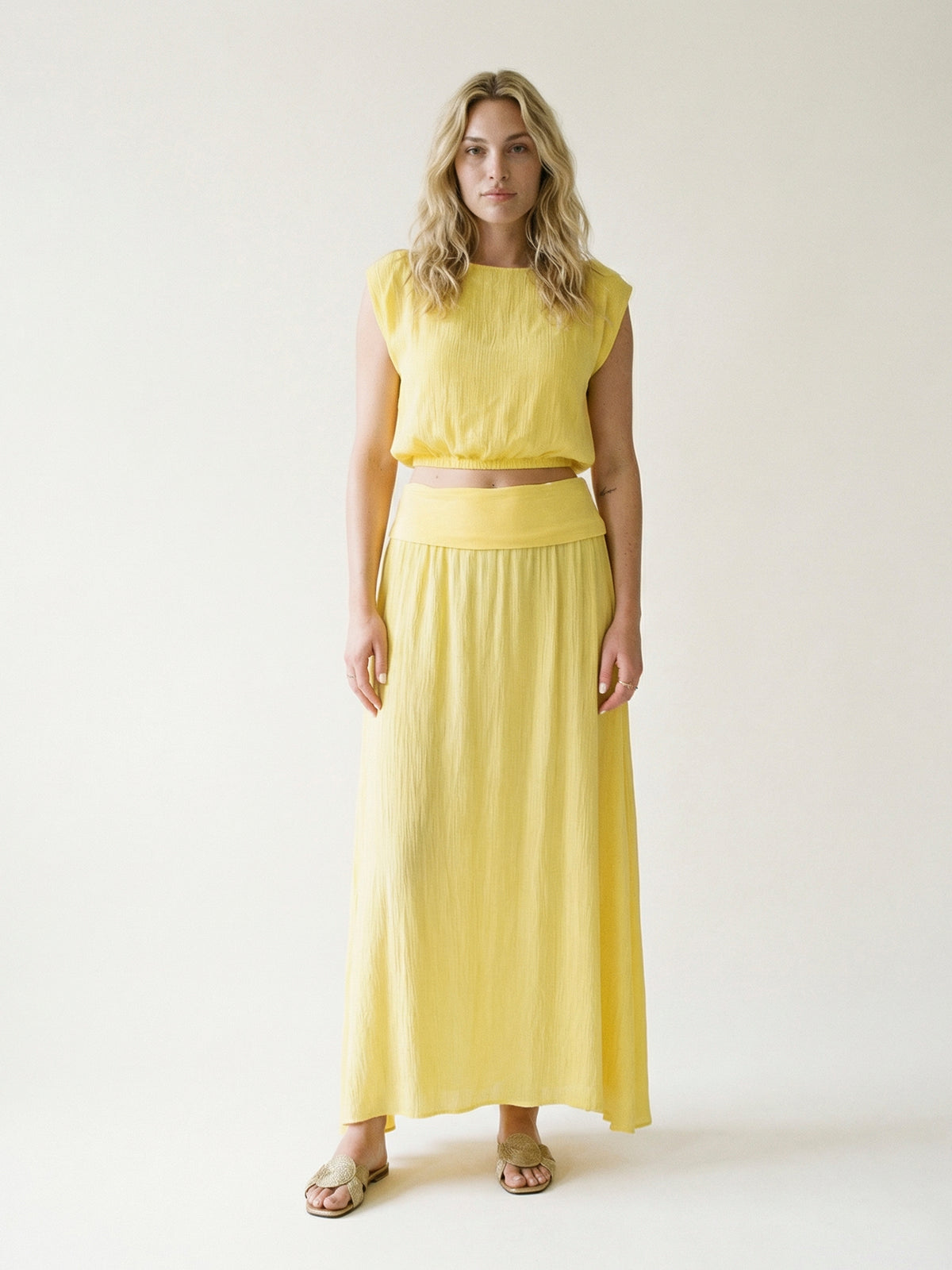 Flowy top and long skirt set lightweight tdm25625