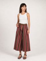 Jupe-culotte évasée rayée à plis devant TDM27926-3