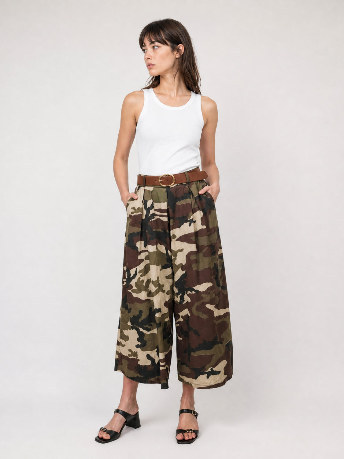 Jupe-culotte en coton à imprimé camouflage TDM27926-5