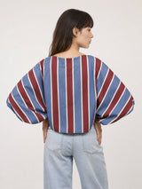 Tunique rayée en coton à manches bouffantes TDM28126-4