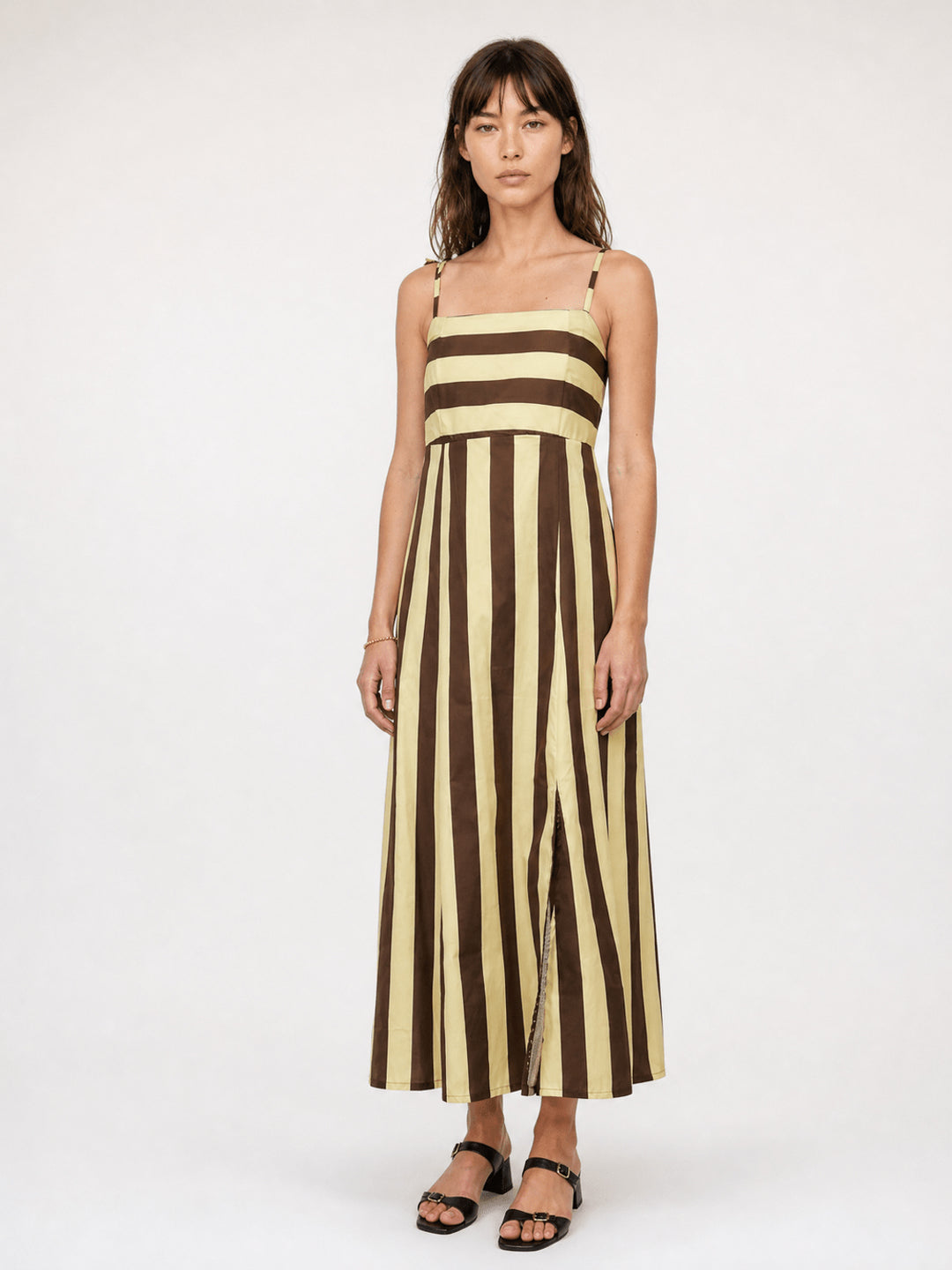 Robe longue rayée à bretelles TDM30226