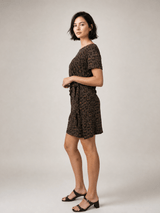 Robe courte drapée léopard  TDM31125-2