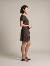 Robe courte drapée léopard  TDM31125-2