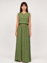 Ensemble fluide en viscose top et jupe midi TDM31323-8