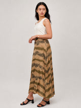 Jupe évasée en viscose satinée à imprimé brossé TDM31919-22