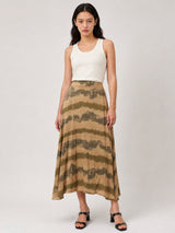 Jupe évasée en viscose satinée à imprimé brossé TDM31919-22