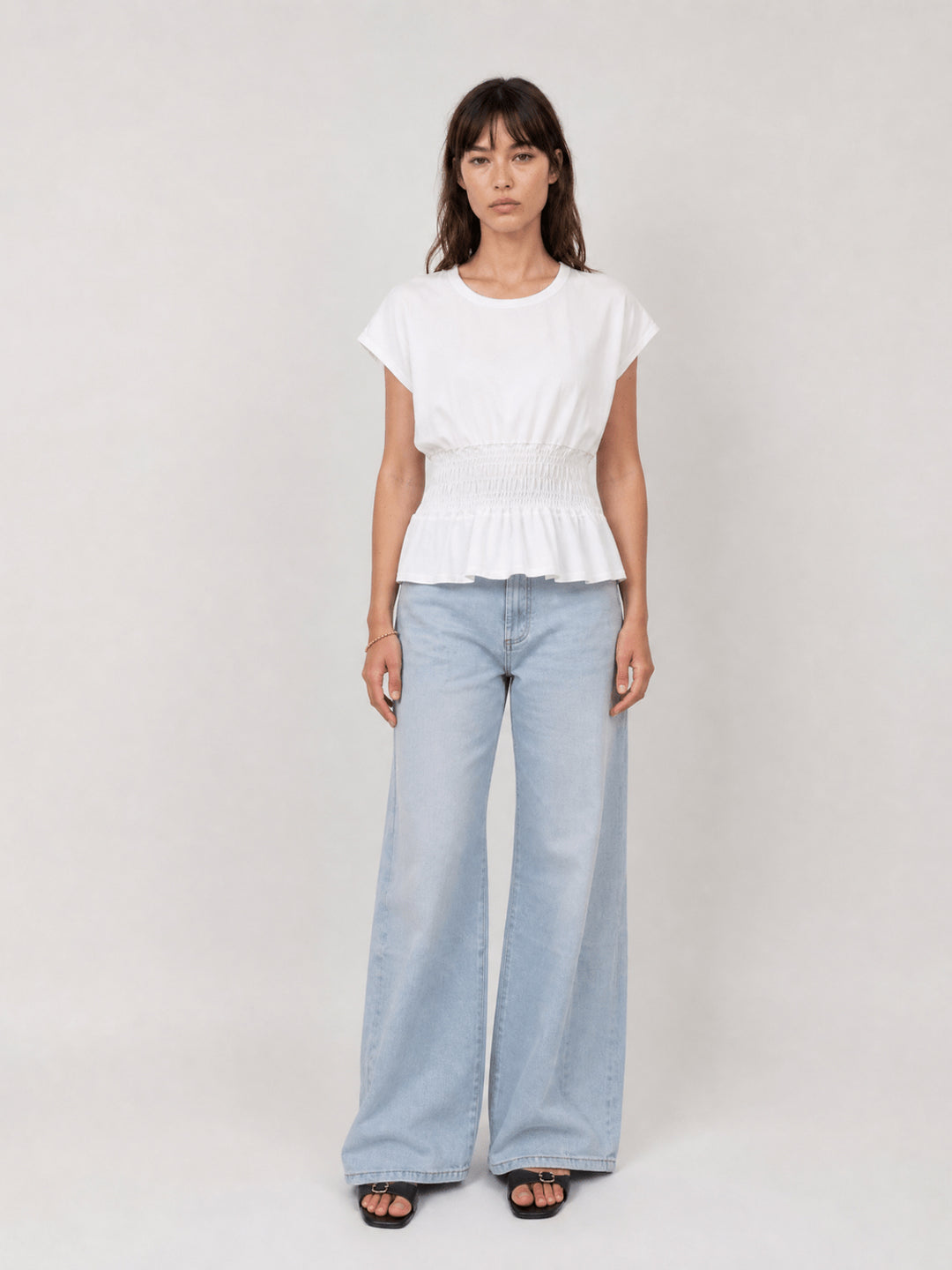 Top en coton à taille smockée TDM32726