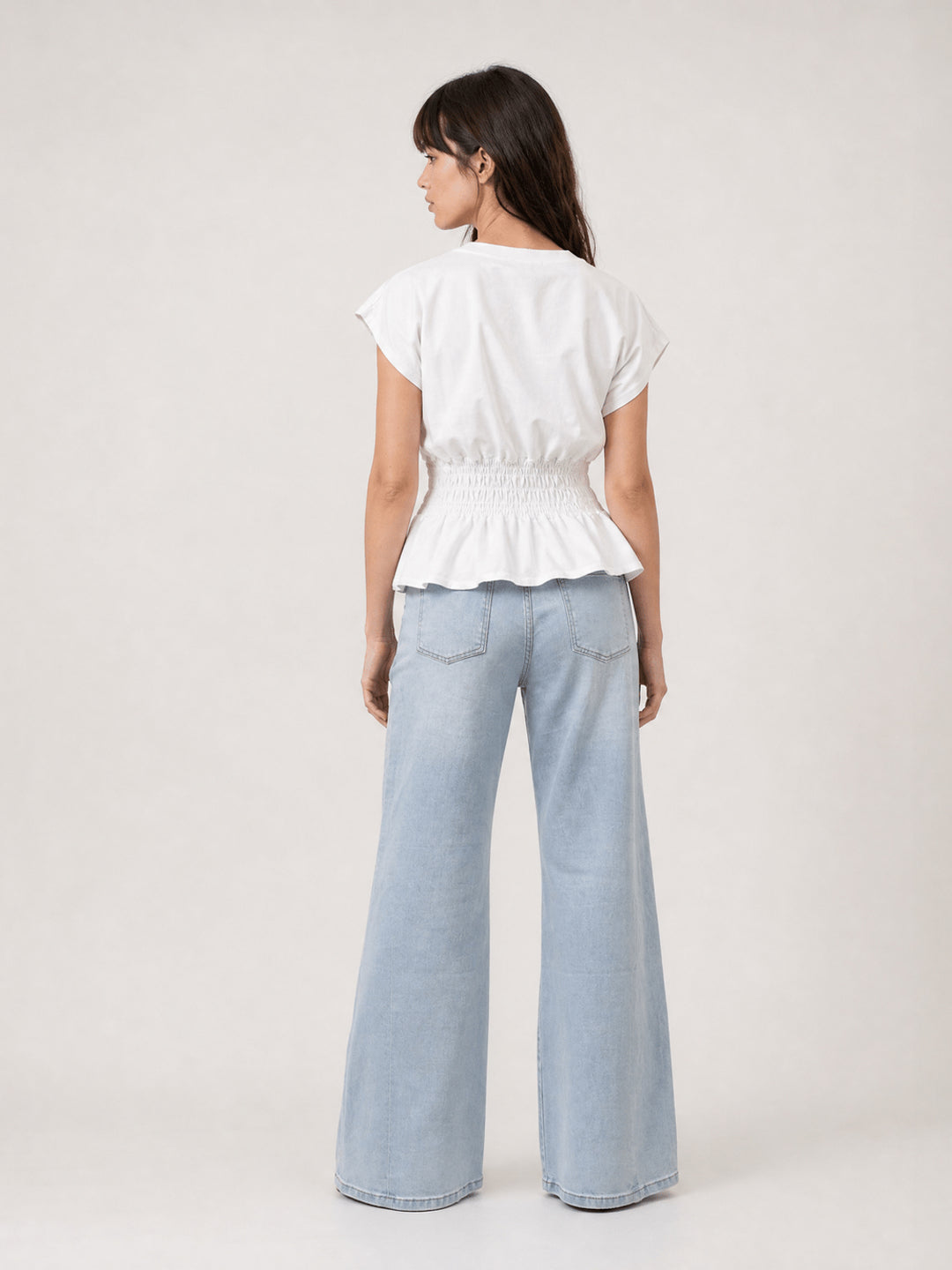 Top en coton à taille smockée TDM32726