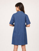 Robe en denim souple à poches plaquées TDM33526-3