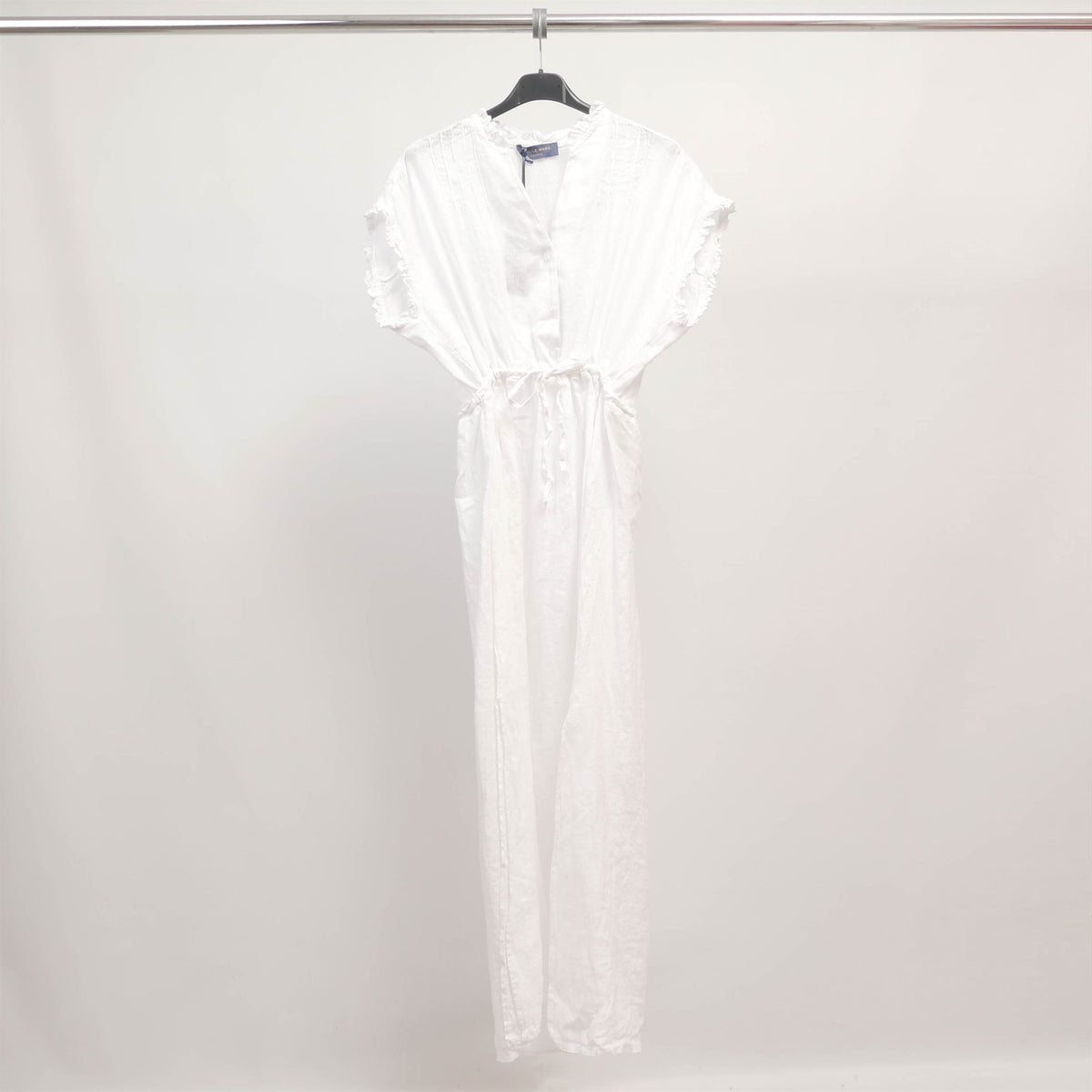 Long linen dress with ruffled sleeves tdm37925 2l