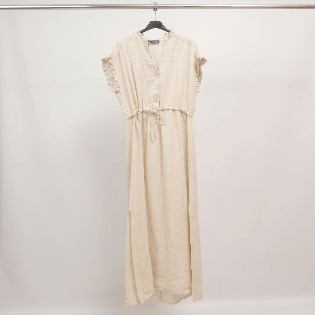 Long linen dress with ruffled sleeves TDM37925-2L