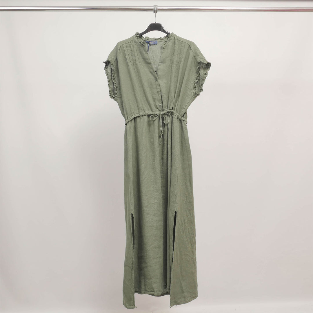 Long linen dress with ruffled sleeves TDM37925-2L