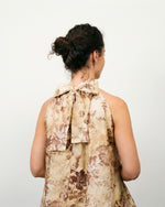 Load image into Gallery viewer, High-neck floral top with tie-back TDM50225-3
