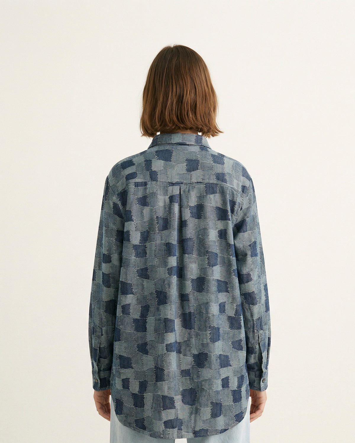 Chemise patchwork indigo coupe fluide tdm50320 69