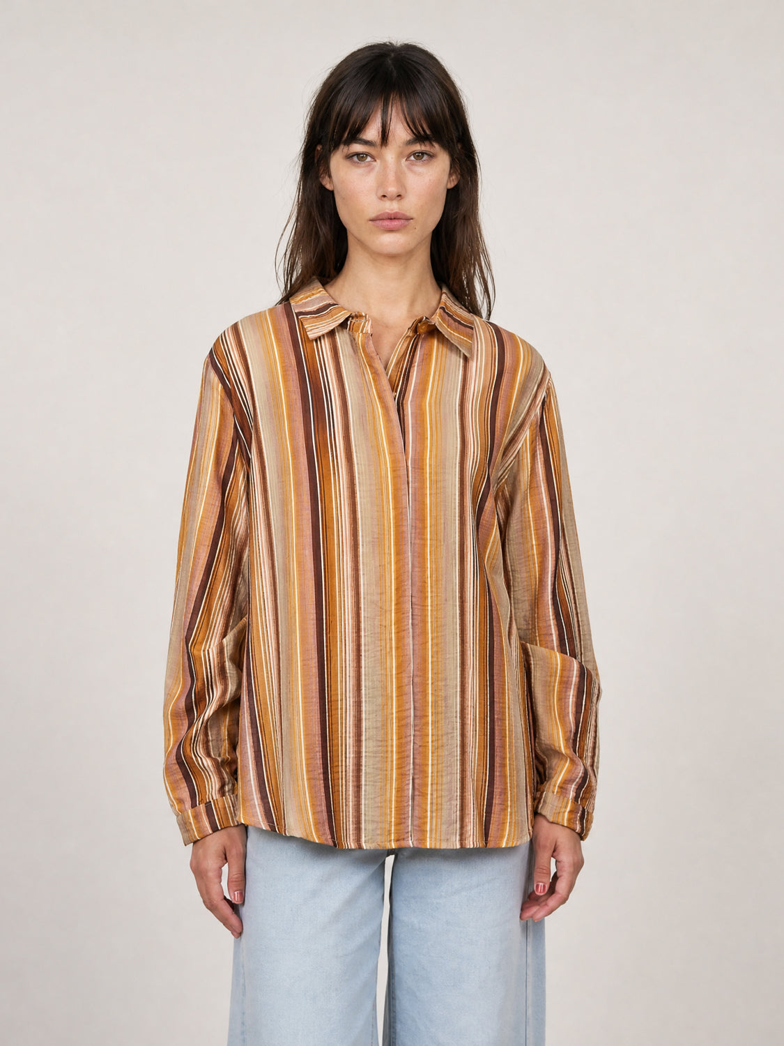 Chemise fluide en viscose à rayures TDM50320-76