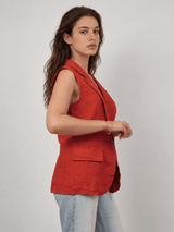 Gilet sans manches en lin, col tailleur — TDM51925L