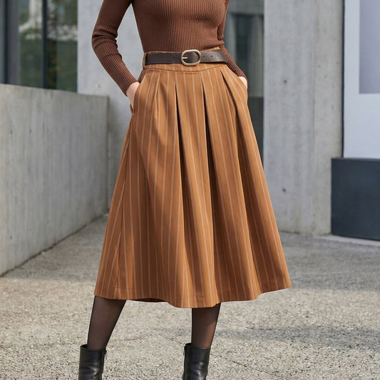 Jupe longue rayée à ceinture TDM52123-14