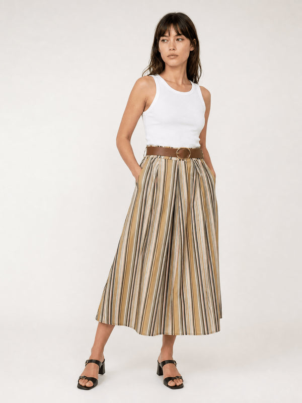 Jupe évasée rayée à ceinture incluse TDM52123-34
