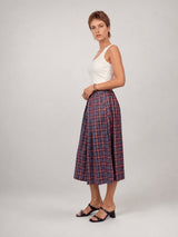 Jupe midi en coton à carreaux, ceinturée TDM52123-54