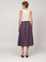 Jupe midi en coton à carreaux, ceinturée TDM52123-54