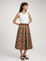 Jupe midi fleurie à taille ceinturée TDM52123PC139