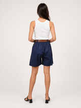 Short large en coton à ceinture bouclée TDM55525-3