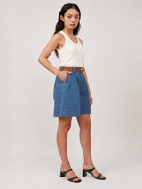 Short large en coton ceinturé TDM55525-4