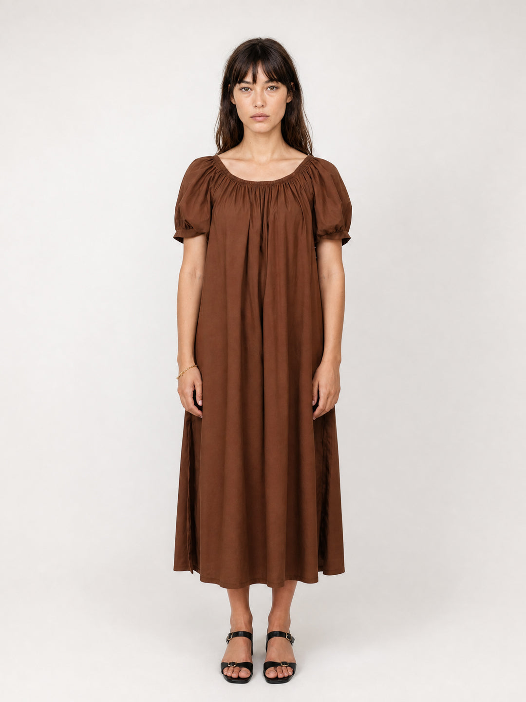 Robe longue fluide à col élastiqué TDM55826-3